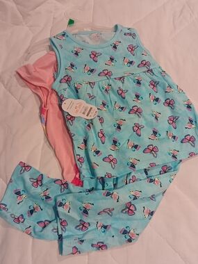 Precious Moments 🍑 Pink & Blue Butterfly Tank Pajama Set with Pants